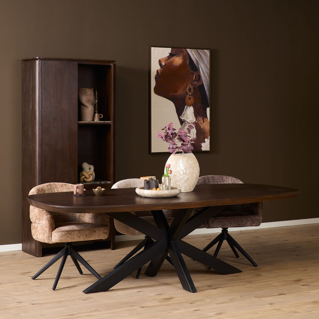 Eettafel Madison Brown | 200 cm | Deens Ovaal | Poot Black - Industrieelinhuis.nl