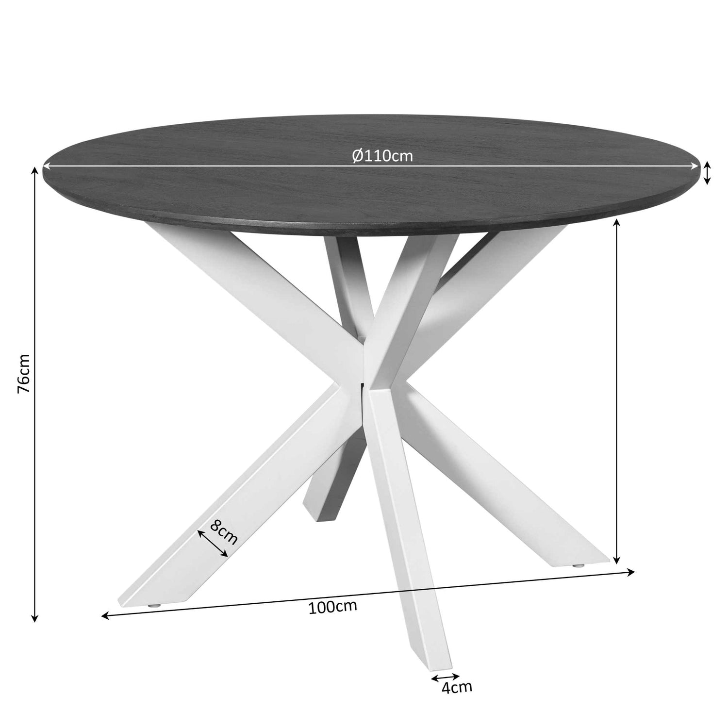 Eettafel Madison Brown | 110 cm | Poot Sand - Industrieelinhuis.nl