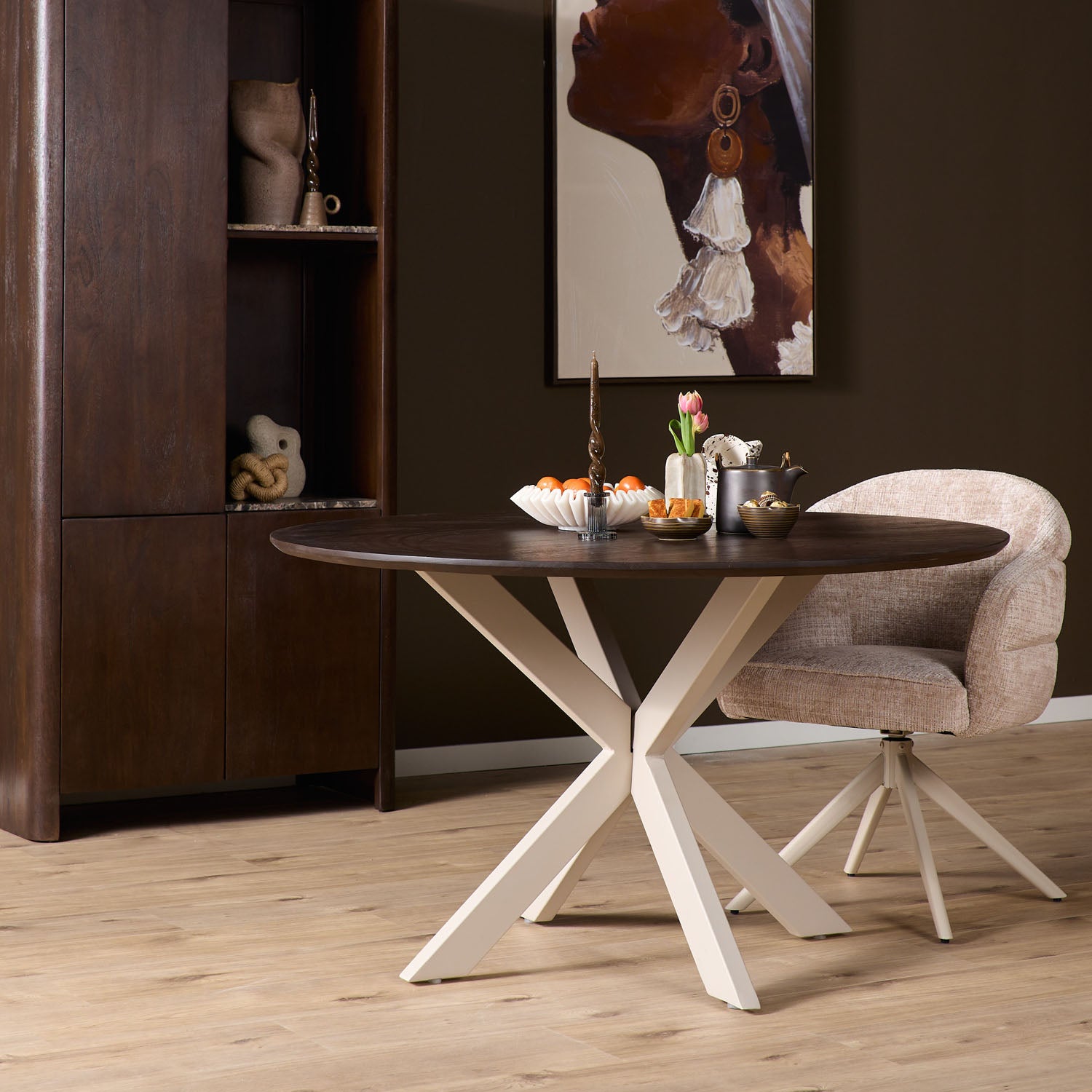 Eettafel Madison Brown | 130 cm | Poot Sand - Industrieelinhuis.nl