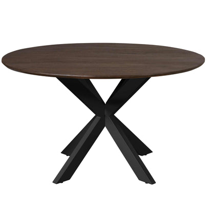 Eettafel Madison Brown | 130 cm | Poot Black - Industrieelinhuis.nl