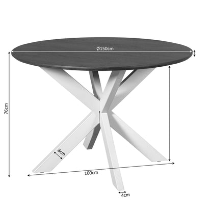 Eettafel Madison Brown | 150 cm | Poot Black - Industrieelinhuis.nl