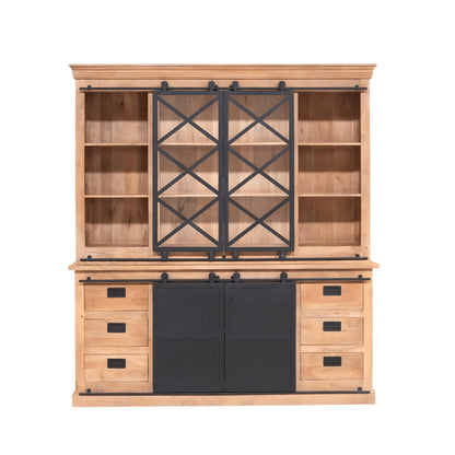 Vitrinekast Schuifdeuren Mangohout Fresno XXL - Industrieelinhuis.nl