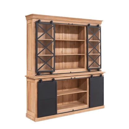 Vitrinekast Schuifdeuren Mangohout Fresno XXL - Industrieelinhuis.nl