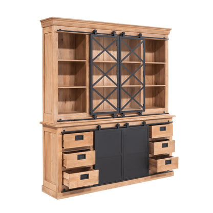 Vitrinekast Schuifdeuren Mangohout Fresno XXL - Industrieelinhuis.nl