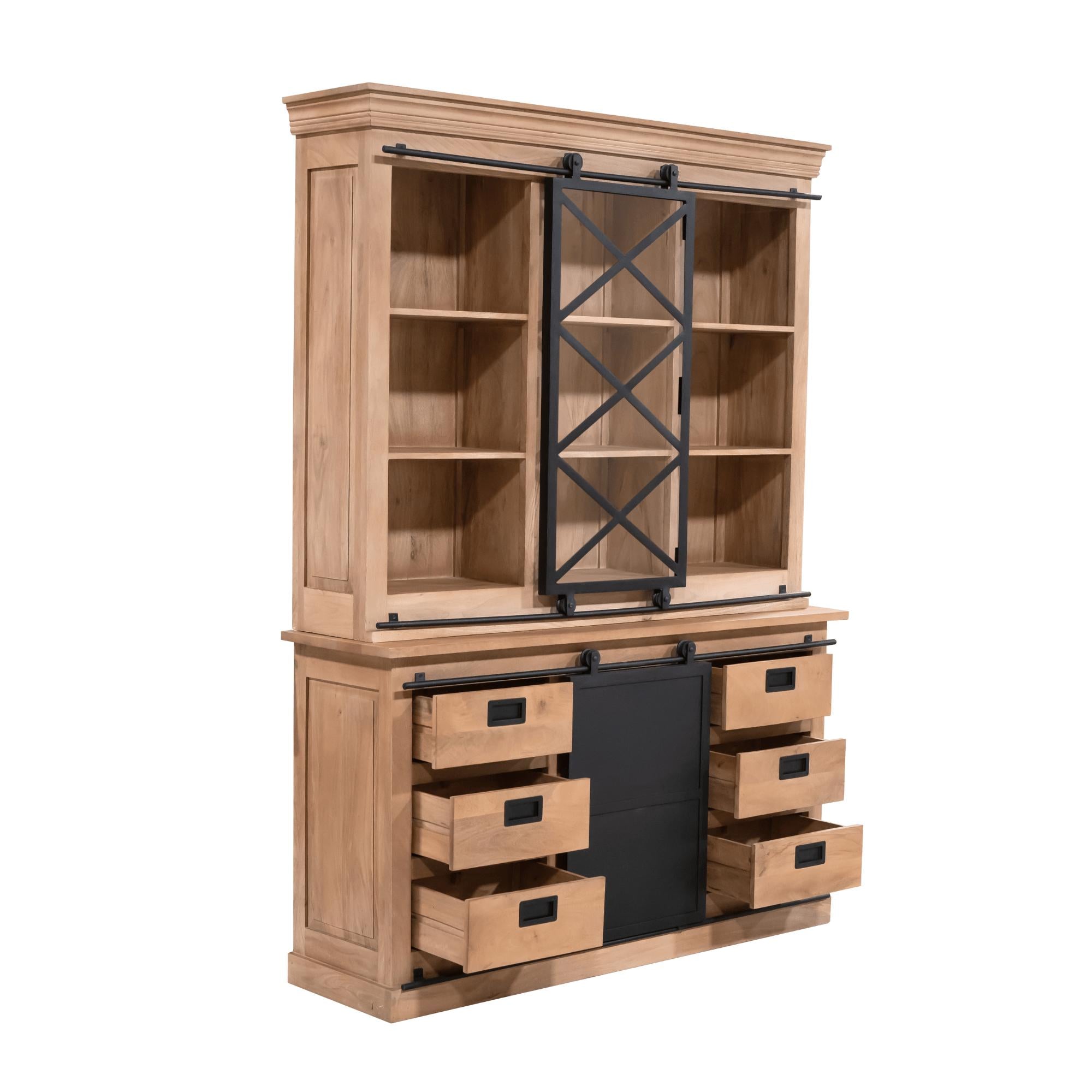 Vitrinekast Fresno 160 cm - Industrieelinhuis.nl