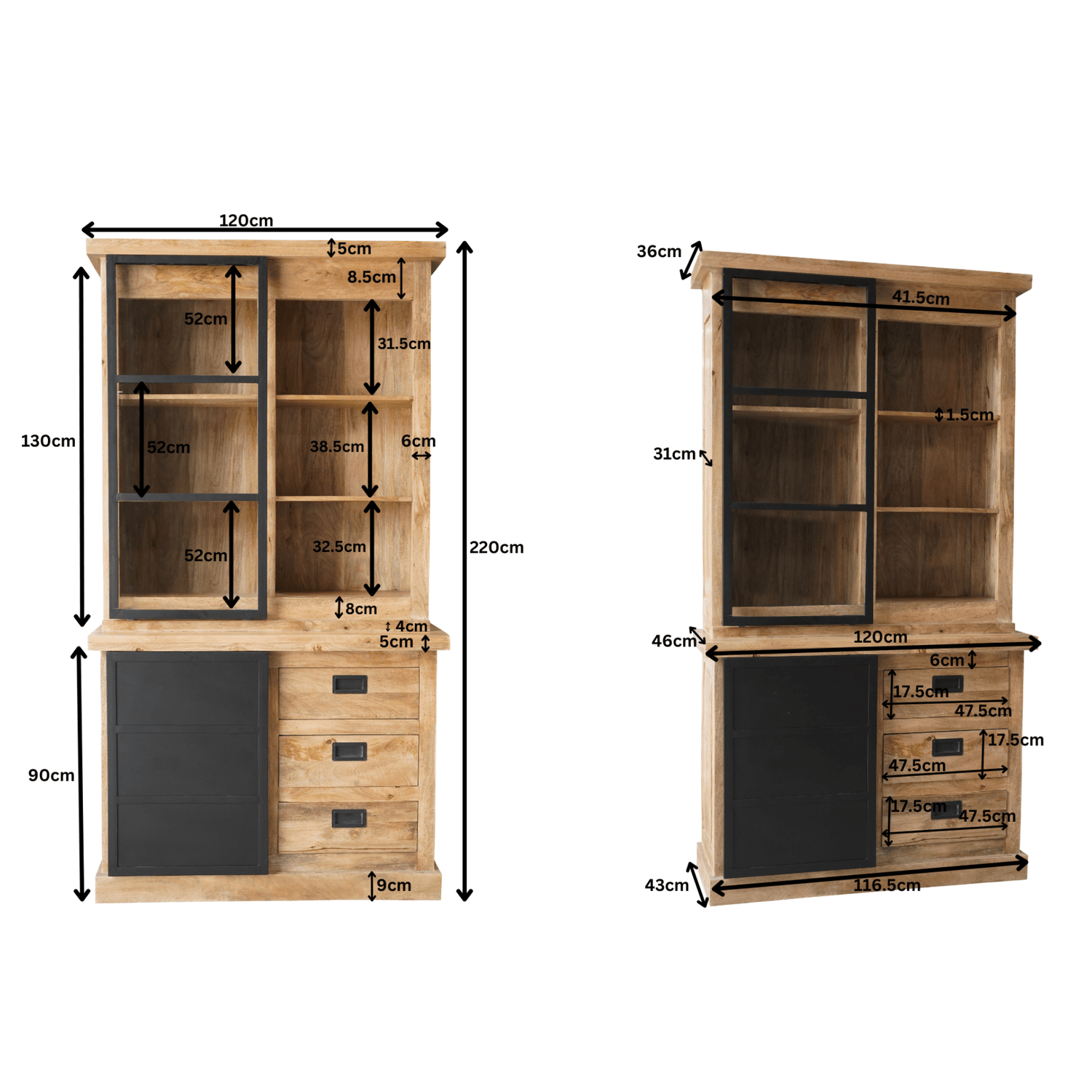 Vakkenkast Eclipse Black | 90 cm - Industrieelinhuis.nl