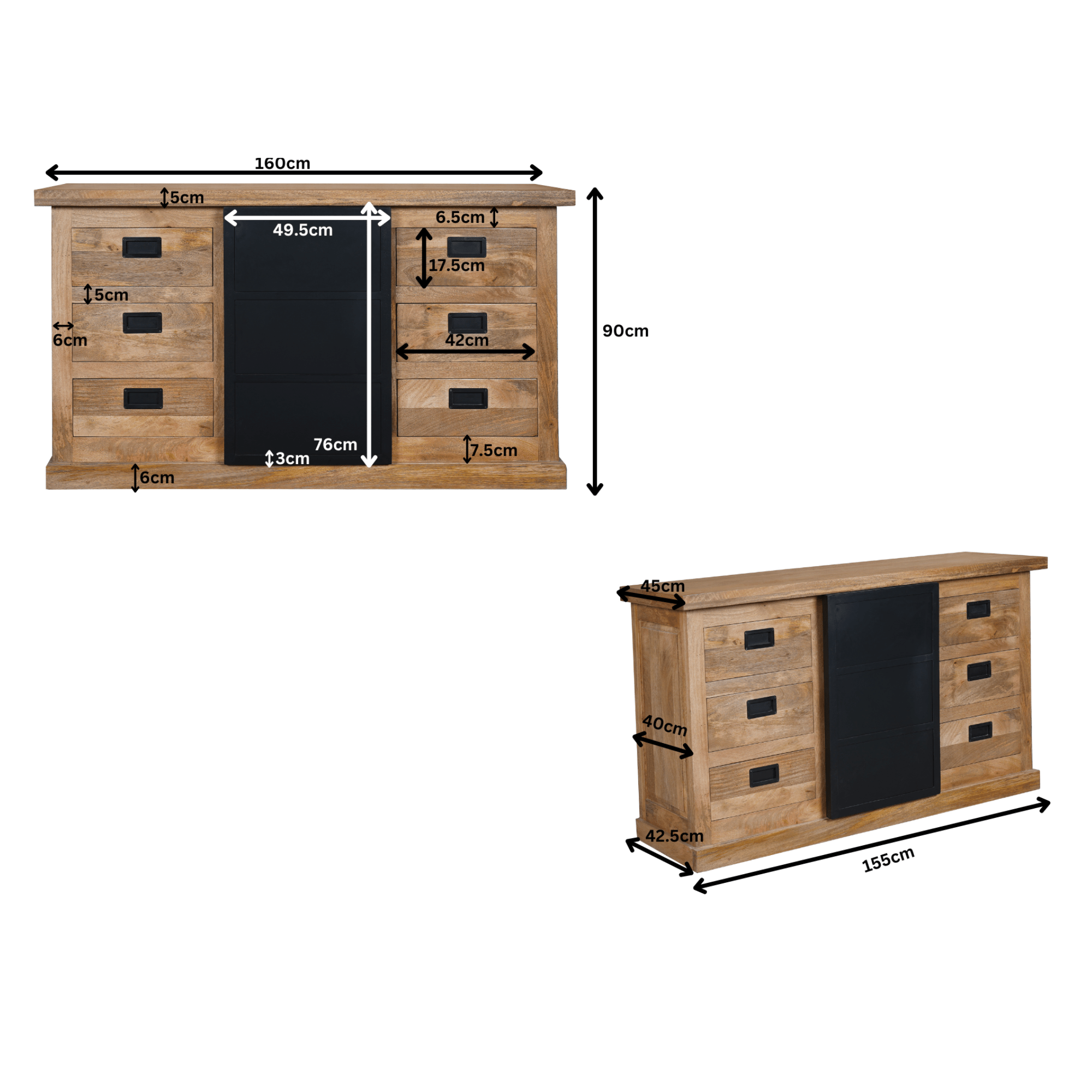 Vakkenkast Eclipse Black | 90 cm - Industrieelinhuis.nl