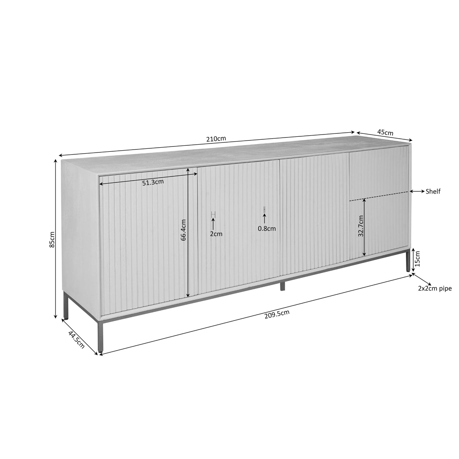 Dressoir Madison Natural 210 cm - Industrieelinhuis.nl