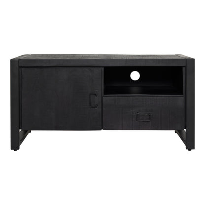 Tv meubel Boaz Black met een deur en open vak | 110 cm - Industrieelinhuis.nl