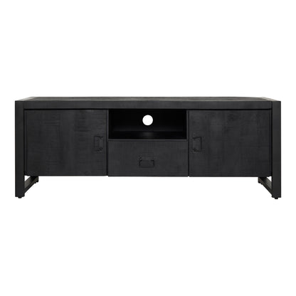 Tv meubel Boaz Black met deuren en een lade | 150 cm - Industrieelinhuis.nl