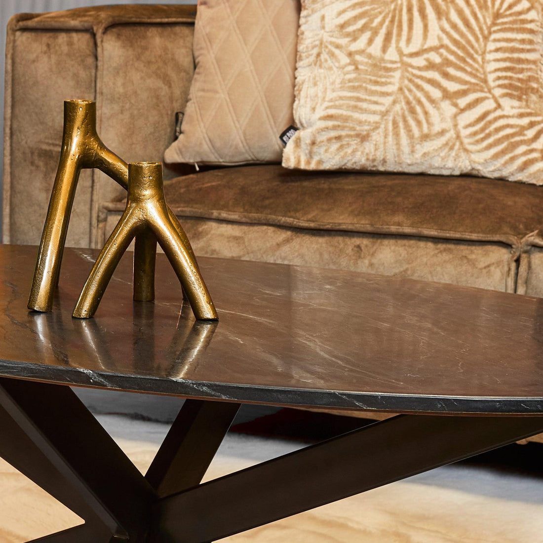 Salontafel Faye Black marble | 120 cm | Ovaal - Industrieelinhuis.nl