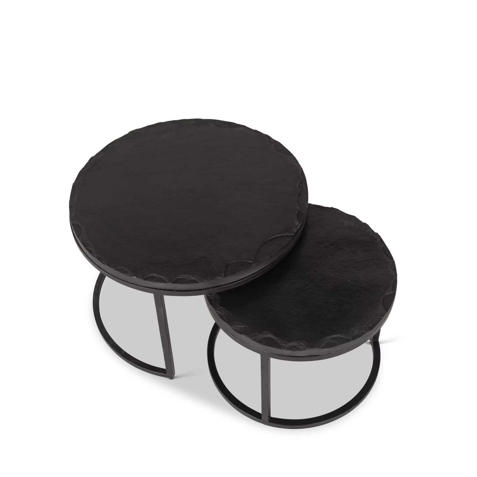 Salontafel Ora Black Kadappa Stone| 60 cm | Set van 2 - Industrieelinhuis.nl