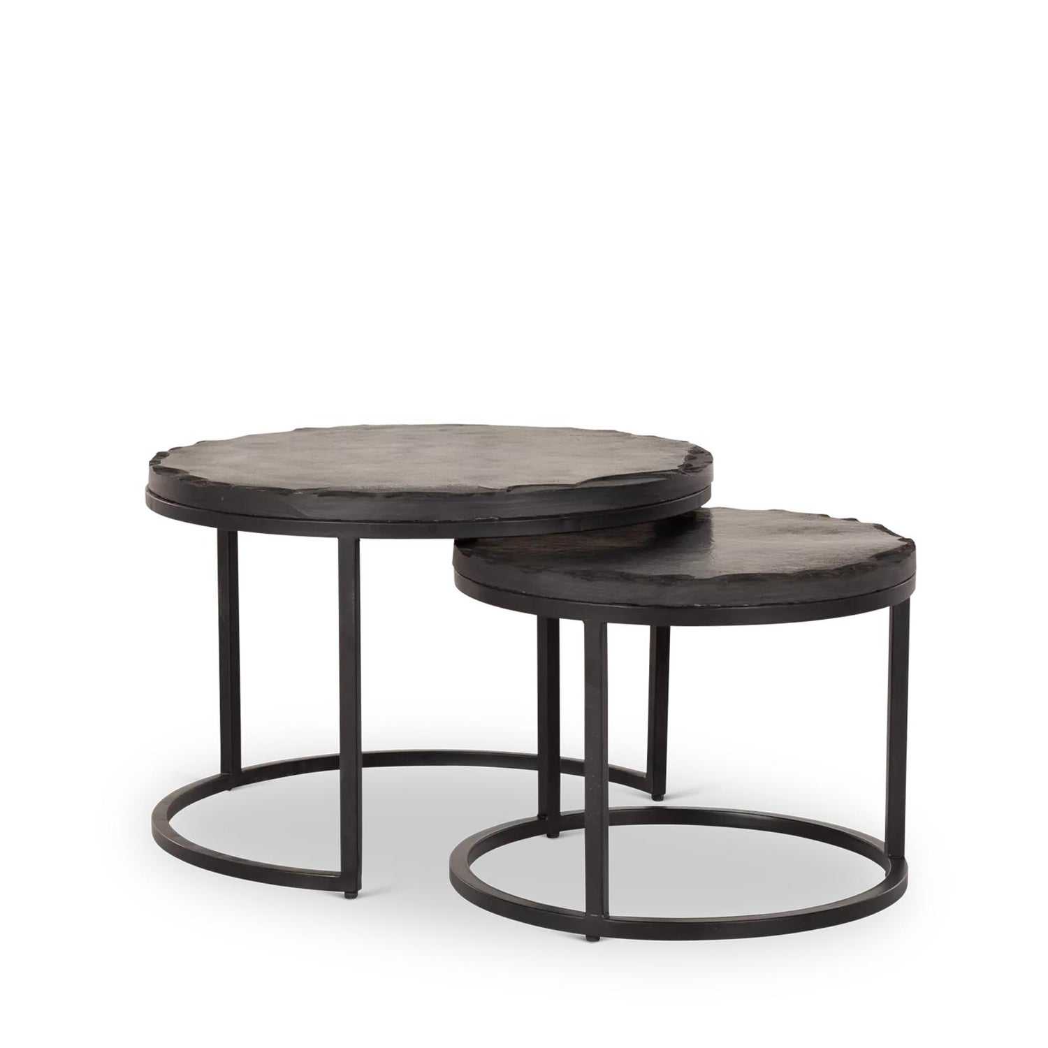 Salontafel Ora Black Kadappa Stone| 60 cm | Set van 2 - Industrieelinhuis.nl