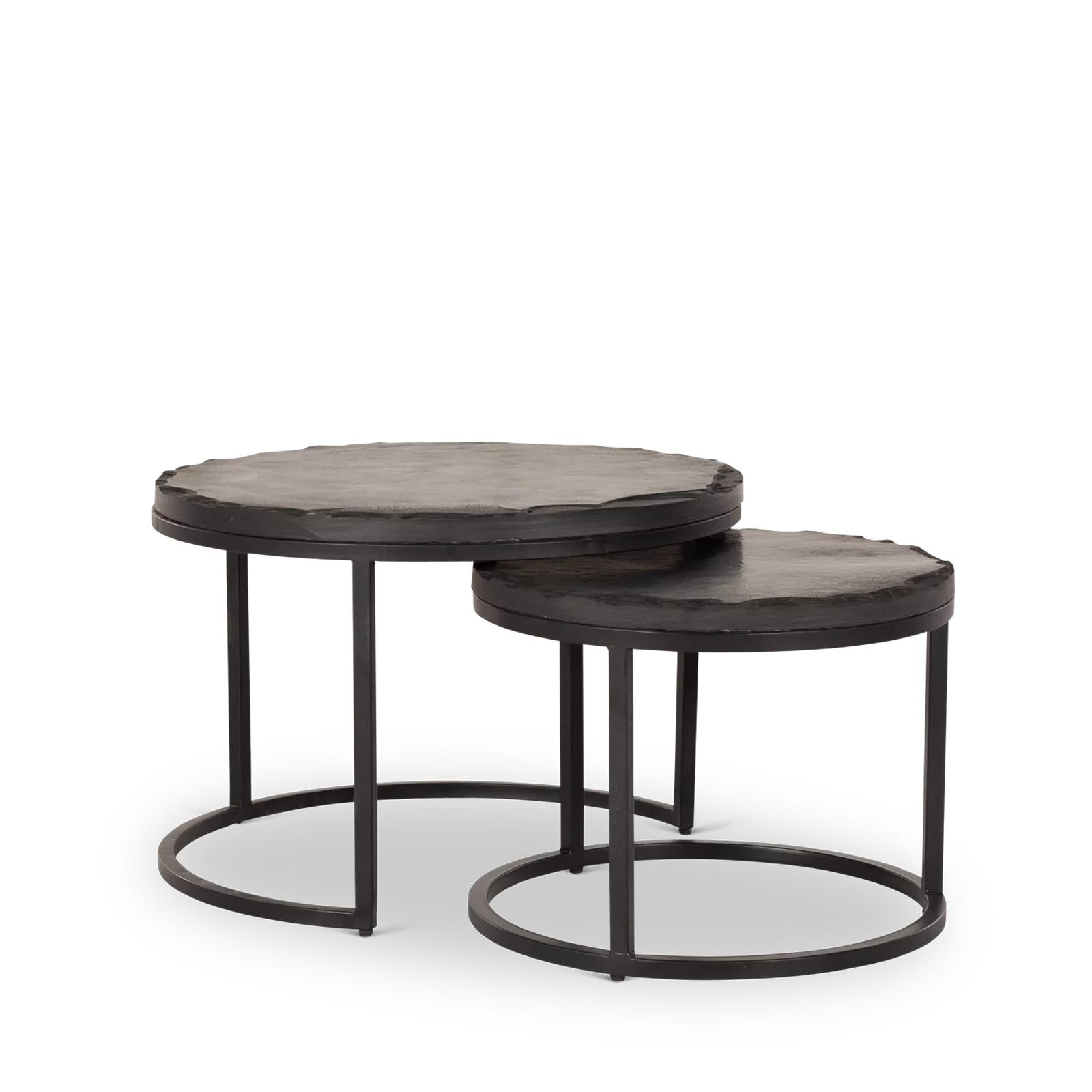 Salontafel Ora Black Kadappa Stone| 60 cm | Set van 2 - Industrieelinhuis.nl