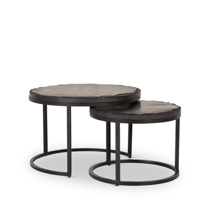 Salontafel Ora Black Kadappa Stone| 60 cm | Set van 2 - Industrieelinhuis.nl