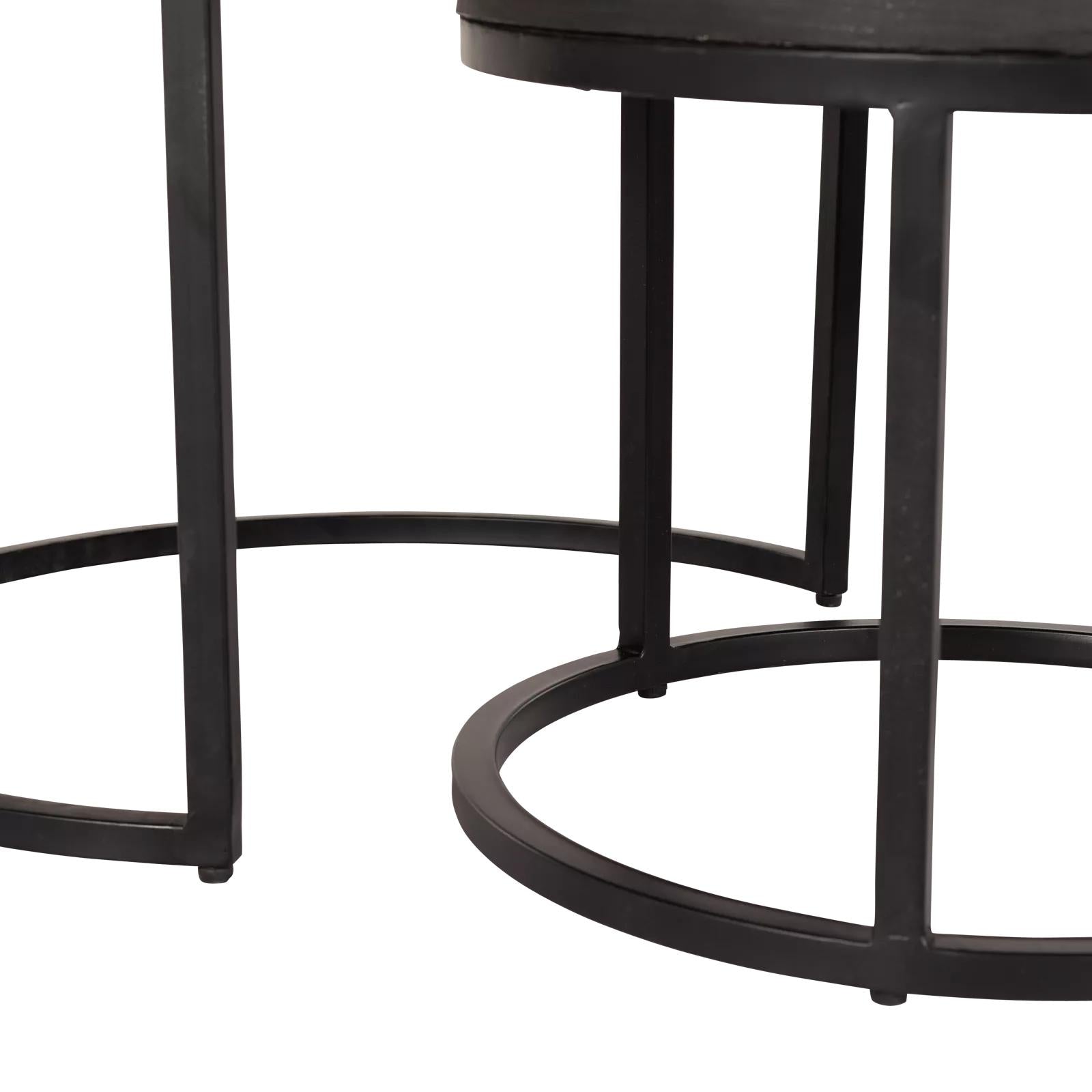 Salontafel Ora Black Kadappa Stone| 60 cm | Set van 2 - Industrieelinhuis.nl
