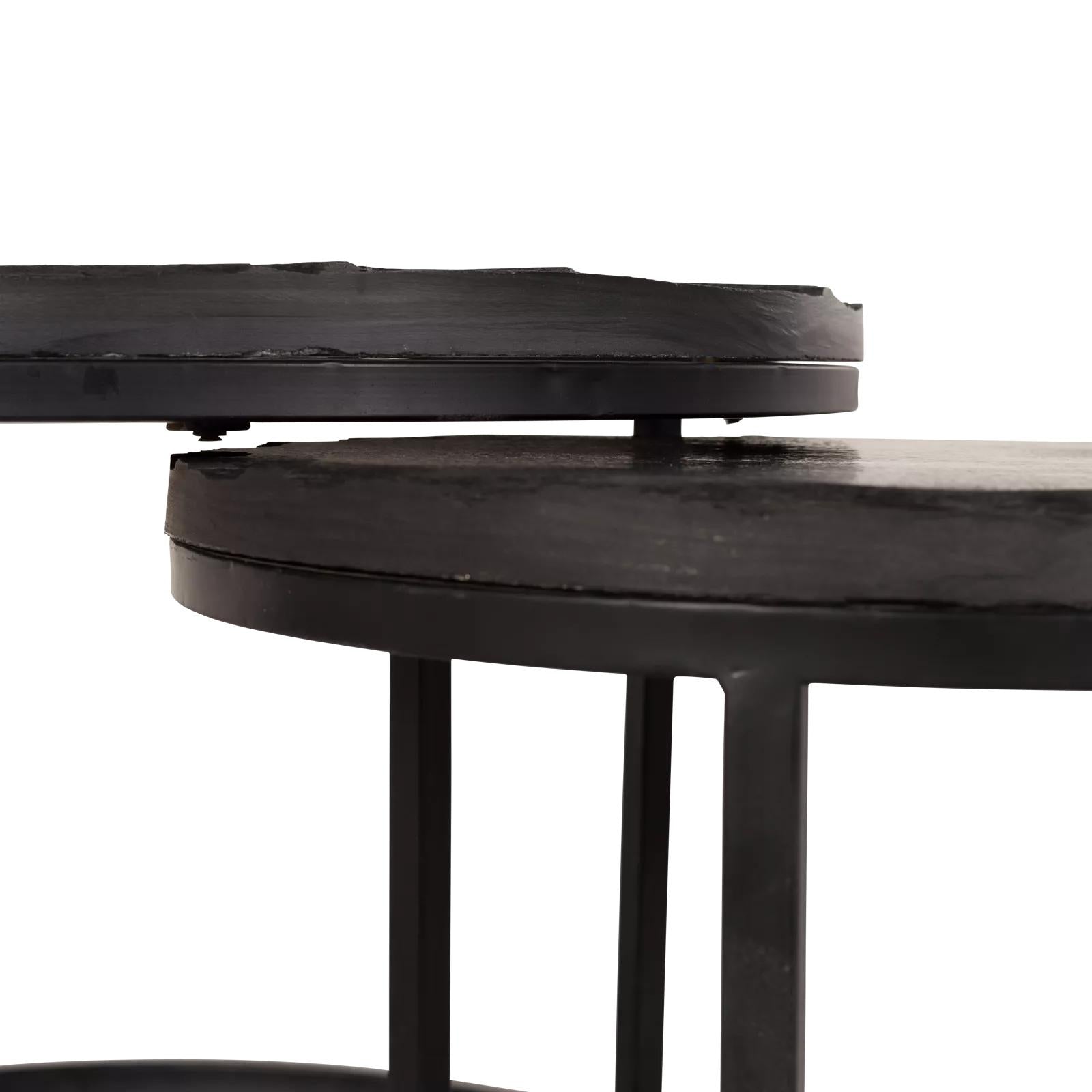 Salontafel Ora Black Kadappa Stone| 60 cm | Set van 2 - Industrieelinhuis.nl