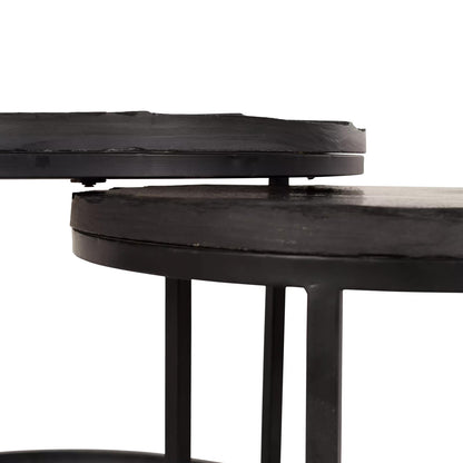 Salontafel Ora Black Kadappa Stone| 60 cm | Set van 2 - Industrieelinhuis.nl