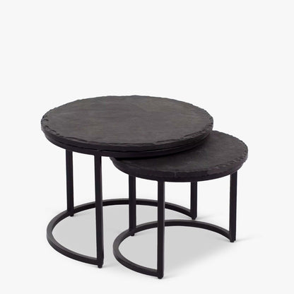 Salontafel Ora Black Kadappa Stone| 60 cm | Set van 2 - Industrieelinhuis.nl