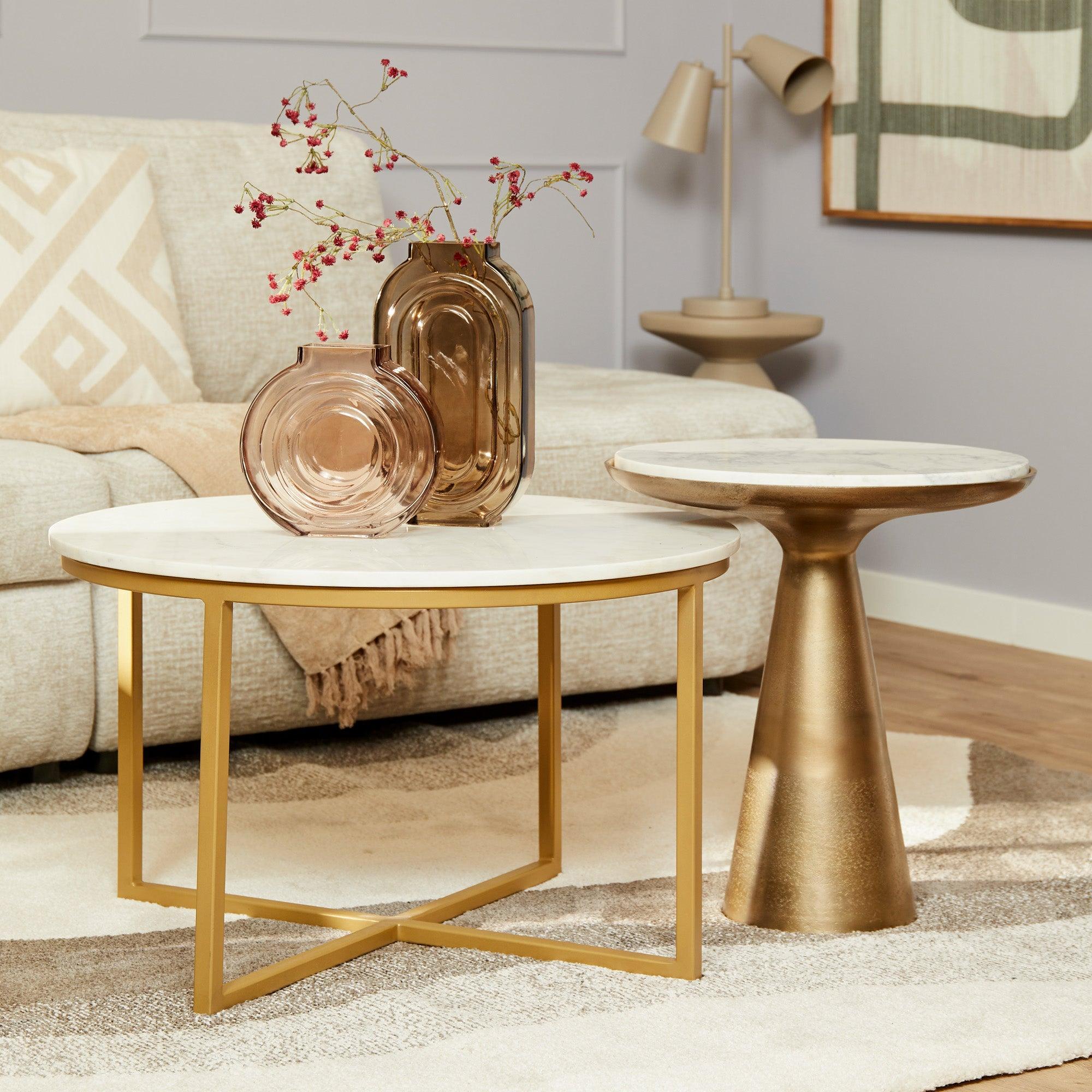 Bijzettafel Essy White marble |  45 cm - Industrieelinhuis.nl