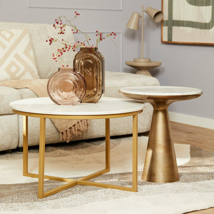 Bijzettafel Essy White marble |  45 cm - Industrieelinhuis.nl