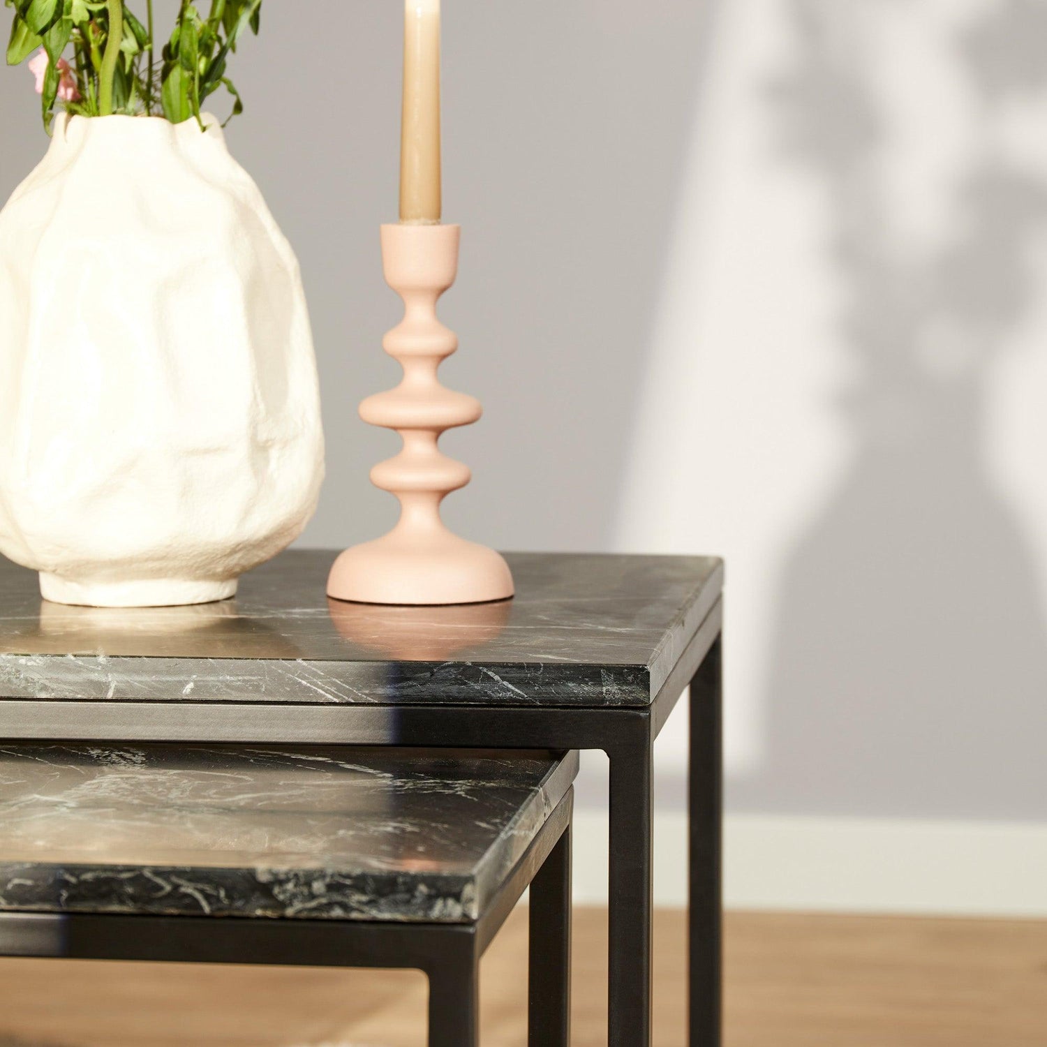 Salontafel Daan Black marble | 50 cm | Set van 2 - Industrieelinhuis.nl