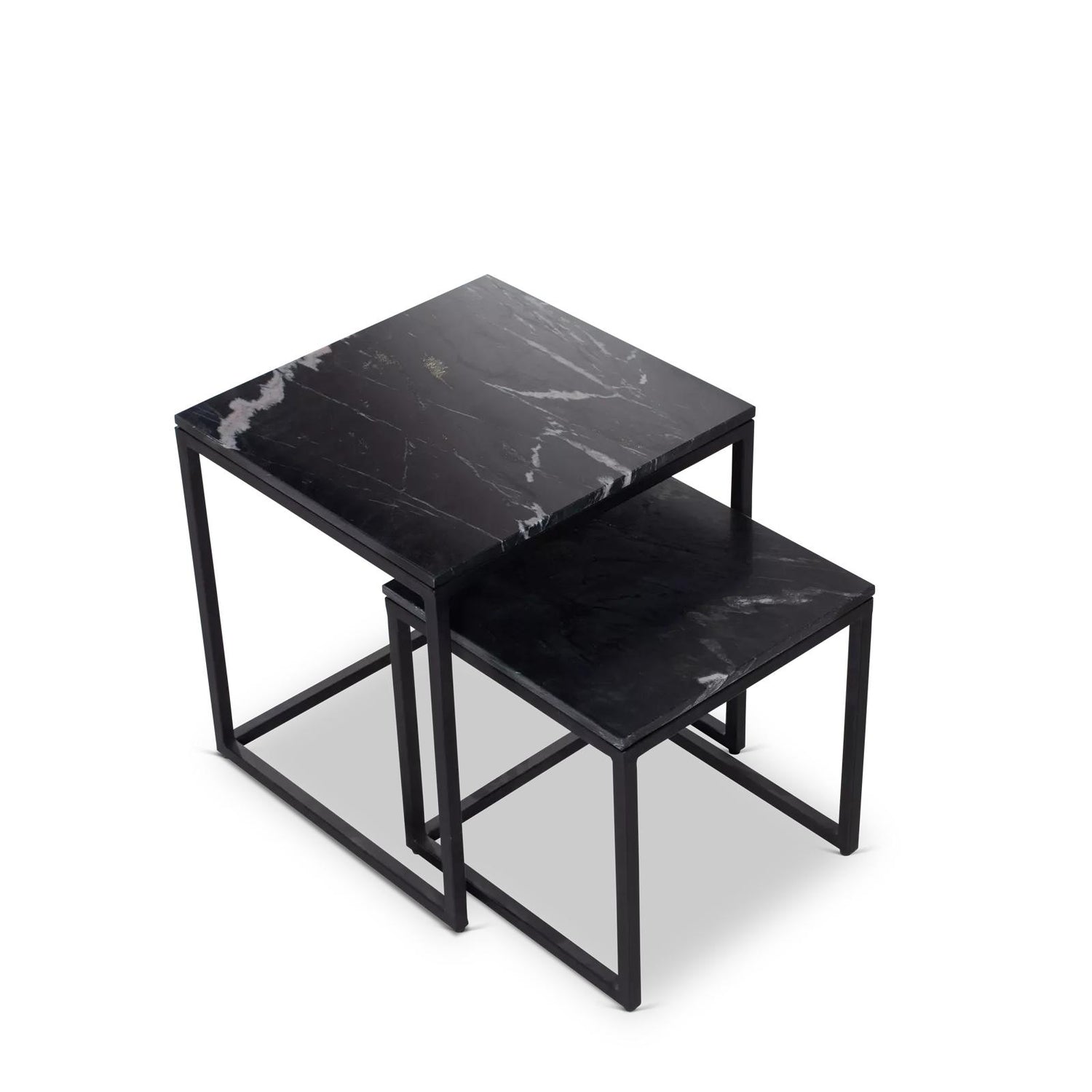 Salontafel Daan Black marble | 50 cm | Set van 2 - Industrieelinhuis.nl