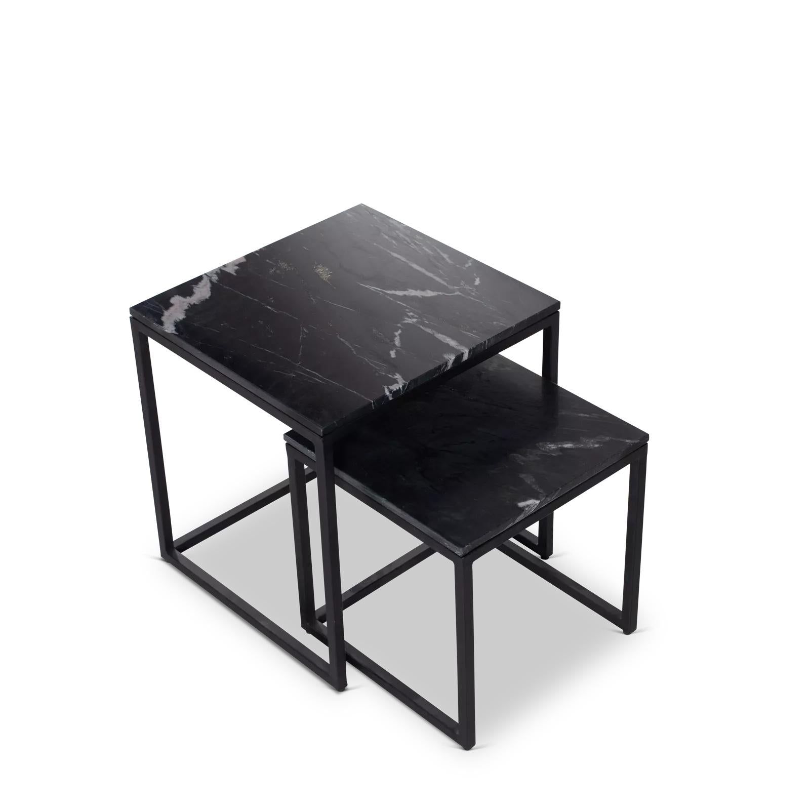Salontafel Daan Black marble | 50 cm | Set van 2 - Industrieelinhuis.nl