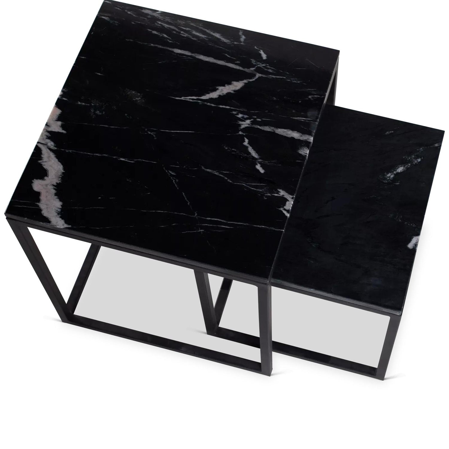 Salontafel Daan Black marble | 50 cm | Set van 2 - Industrieelinhuis.nl