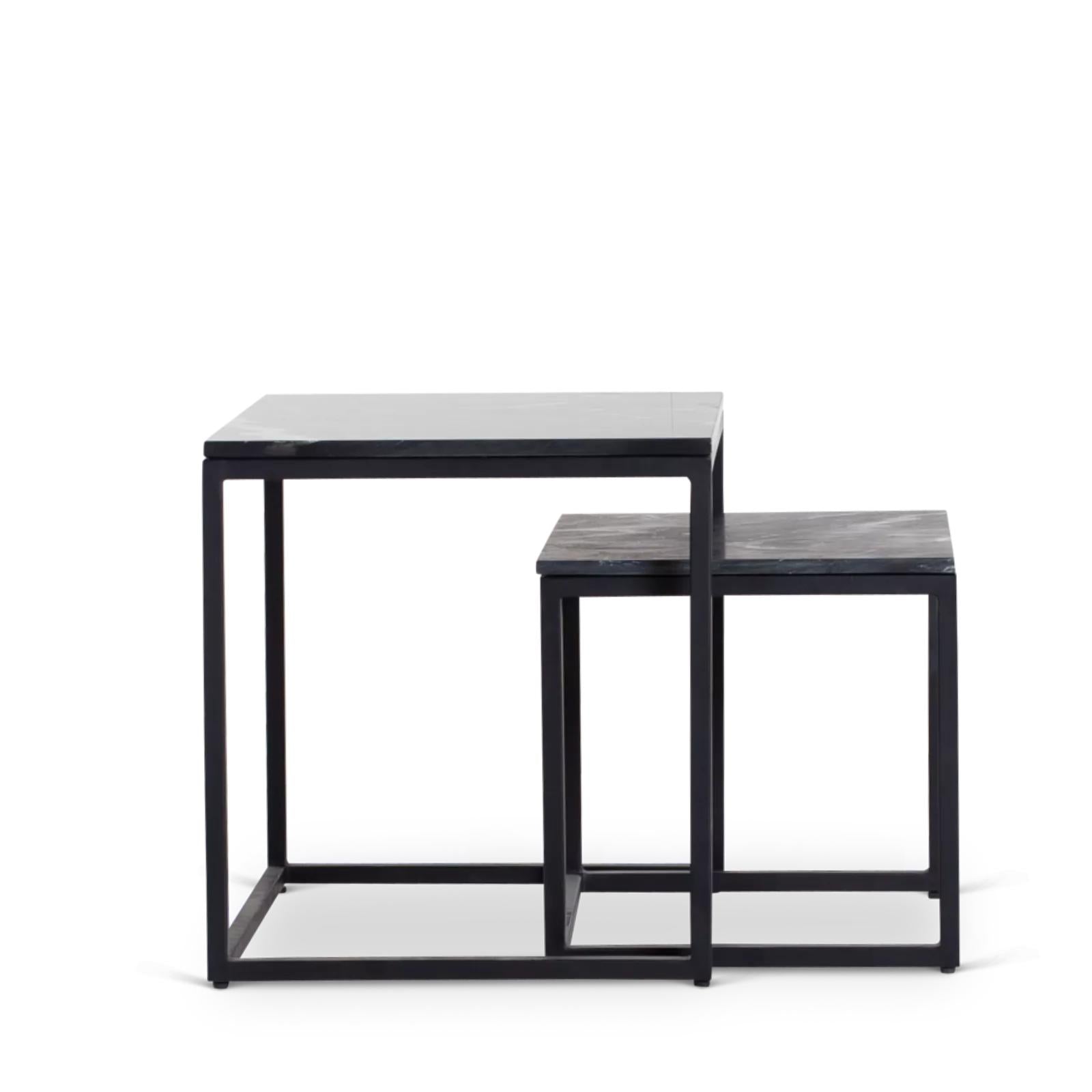 Salontafel Daan Black marble | 50 cm | Set van 2 - Industrieelinhuis.nl