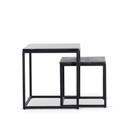 Salontafel Daan Black marble | 50 cm | Set van 2 - Industrieelinhuis.nl