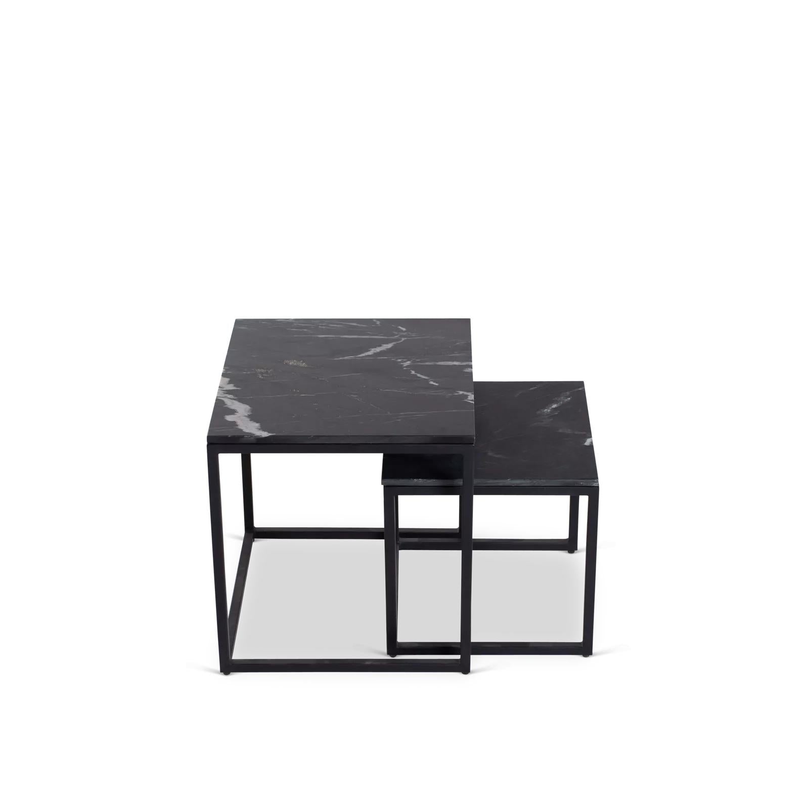 Salontafel Daan Black marble | 50 cm | Set van 2 - Industrieelinhuis.nl