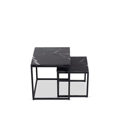Salontafel Daan Black marble | 50 cm | Set van 2 - Industrieelinhuis.nl