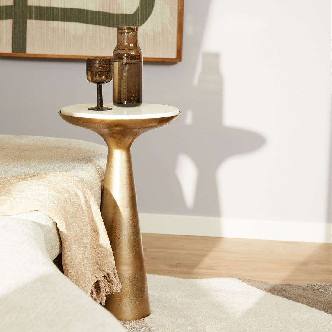 Bijzettafel Essy White marble | 38 cm - Industrieelinhuis.nl