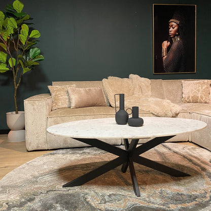 Salontafel Faye White marble | 120 cm | Ovaal - Industrieelinhuis.nl