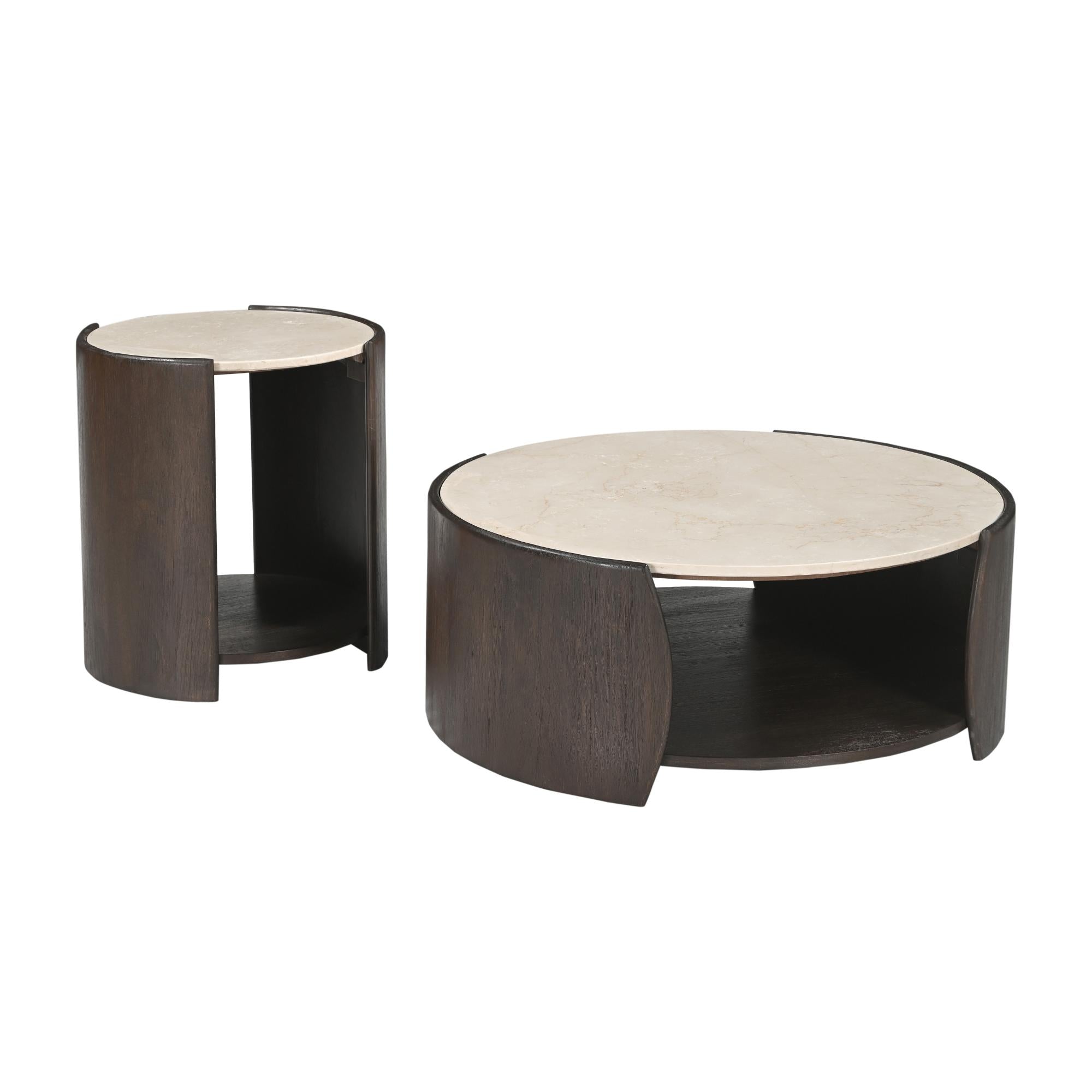 Salontafel Rune Botticino marmer 80 cm - Industrieelinhuis.nl
