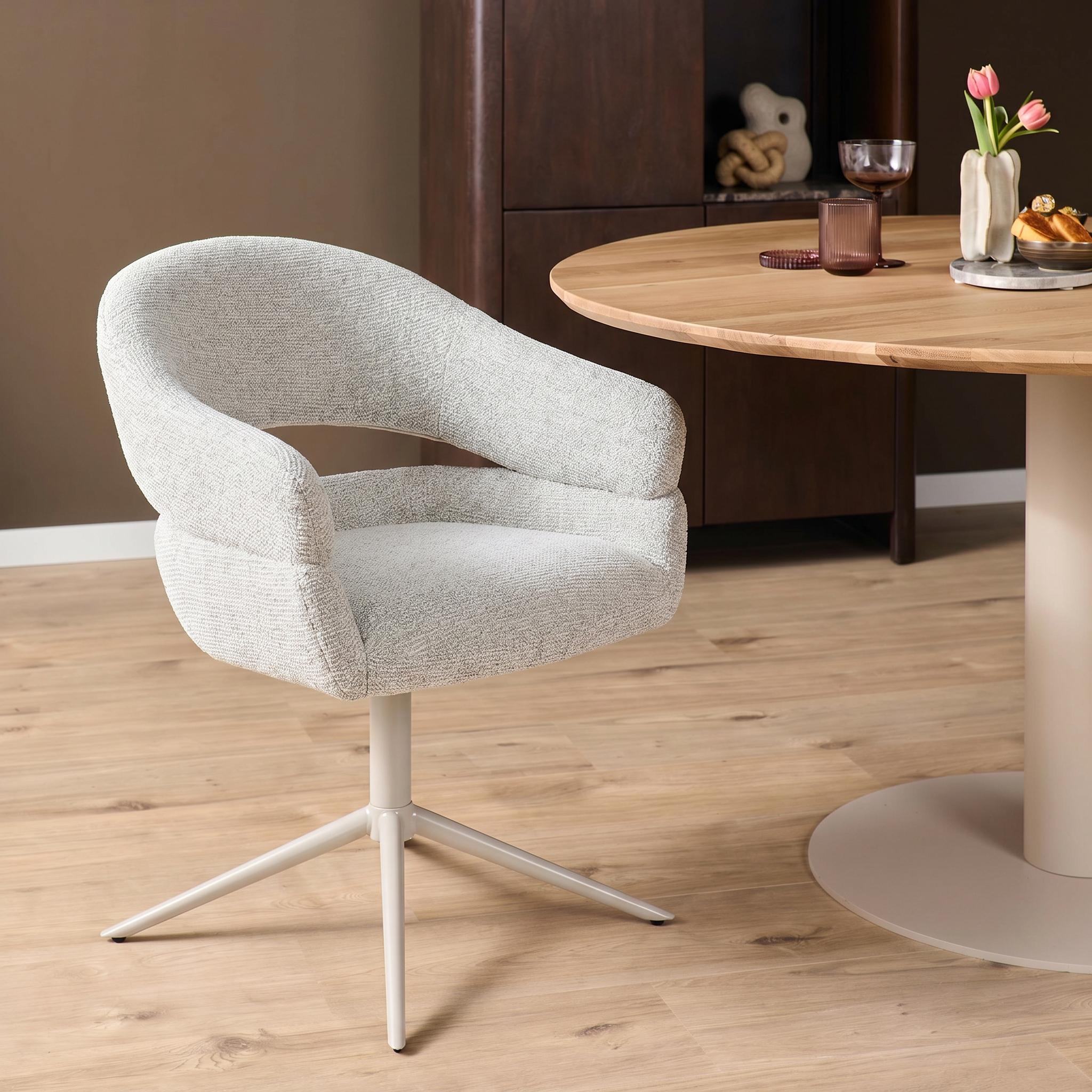 Draaibare eetkamerstoel Lily Beige - Industrieelinhuis.nl