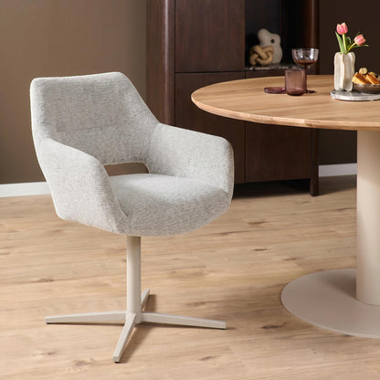 Draaibare eetkamerstoel Lux Beige - Industrieelinhuis.nl