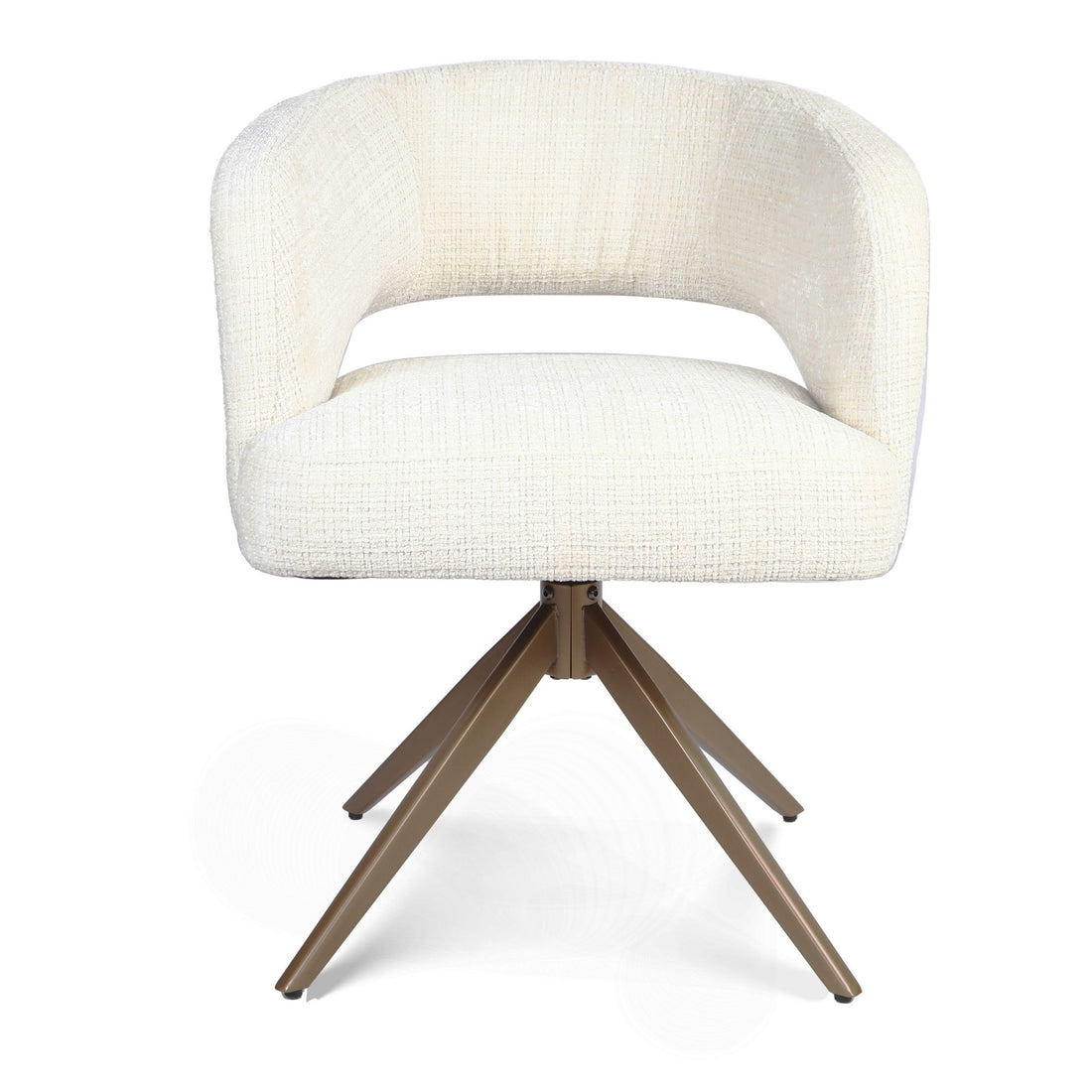 Eetkamerstoel Demi | Off White | Poot Bronze | Met armleuning - Industrieelinhuis.nl