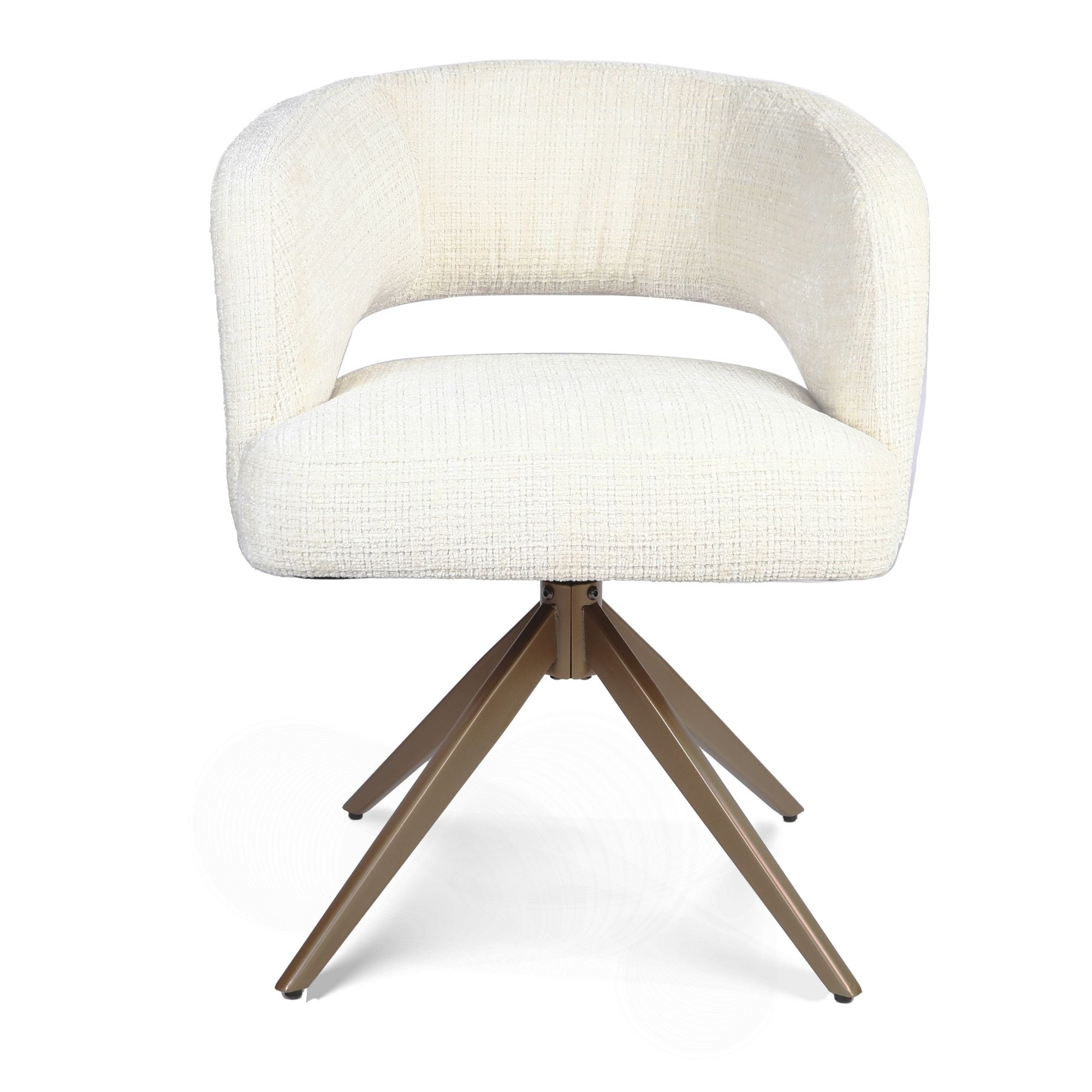 Eetkamerstoel Demi | Off White | Poot Bronze | Met armleuning - Industrieelinhuis.nl