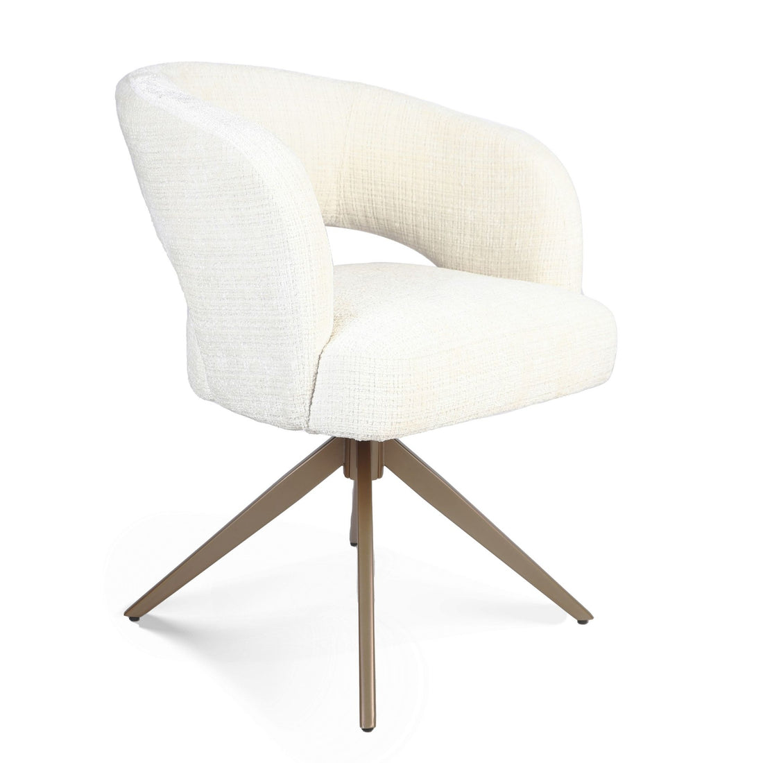 Eetkamerstoel Demi | Off White | Poot Bronze | Met armleuning - Industrieelinhuis.nl
