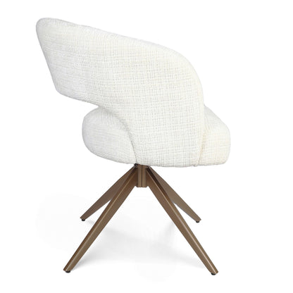 Eetkamerstoel Demi | Off White | Poot Bronze | Met armleuning - Industrieelinhuis.nl
