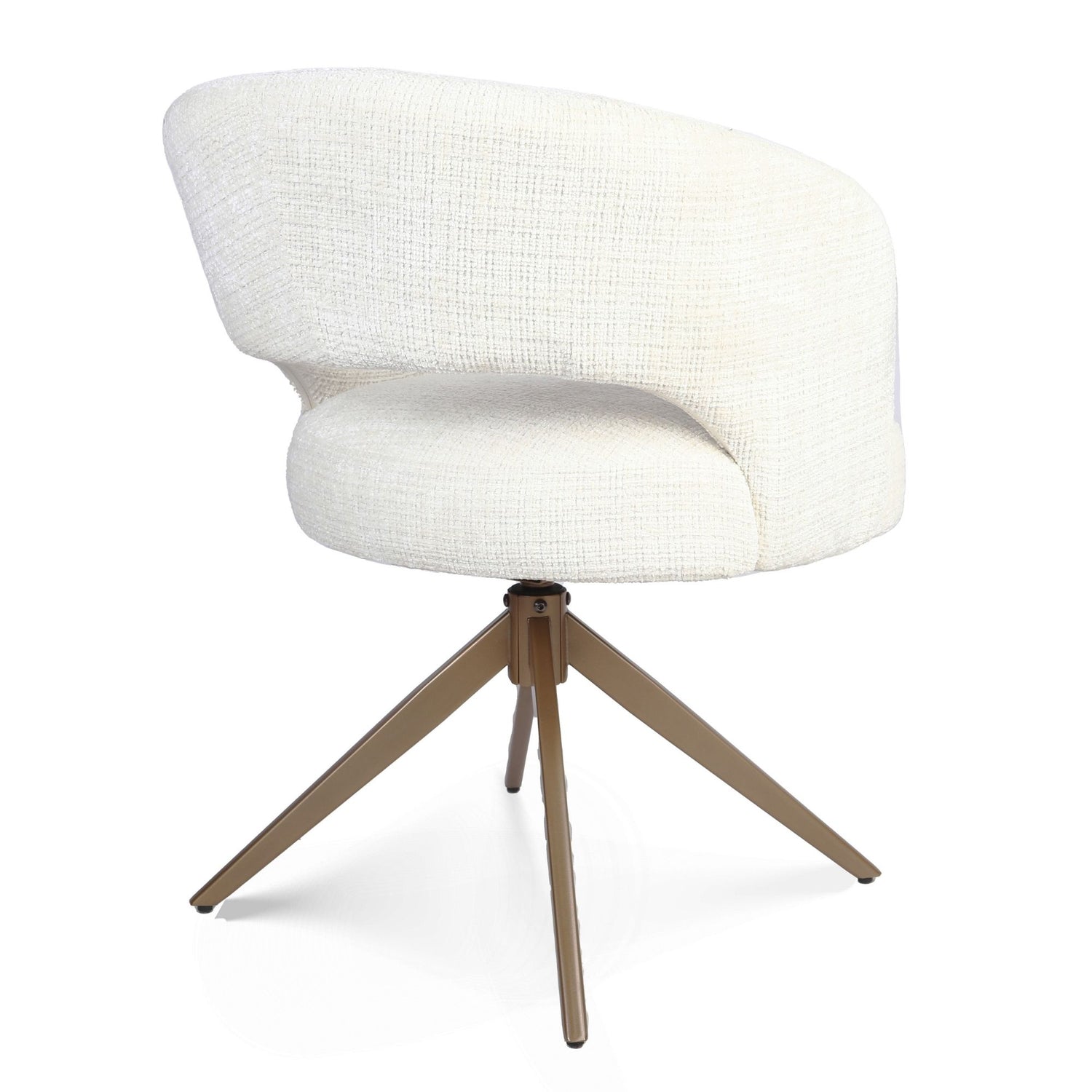 Eetkamerstoel Demi | Off White | Poot Bronze | Met armleuning - Industrieelinhuis.nl