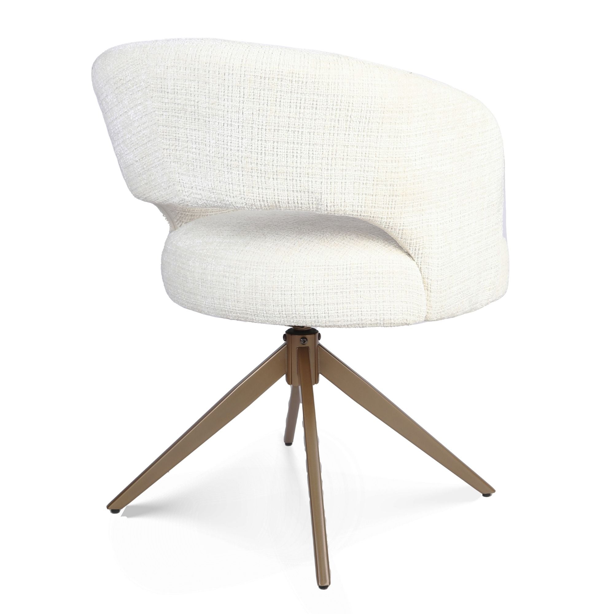 Eetkamerstoel Demi | Off White | Poot Bronze | Met armleuning - Industrieelinhuis.nl