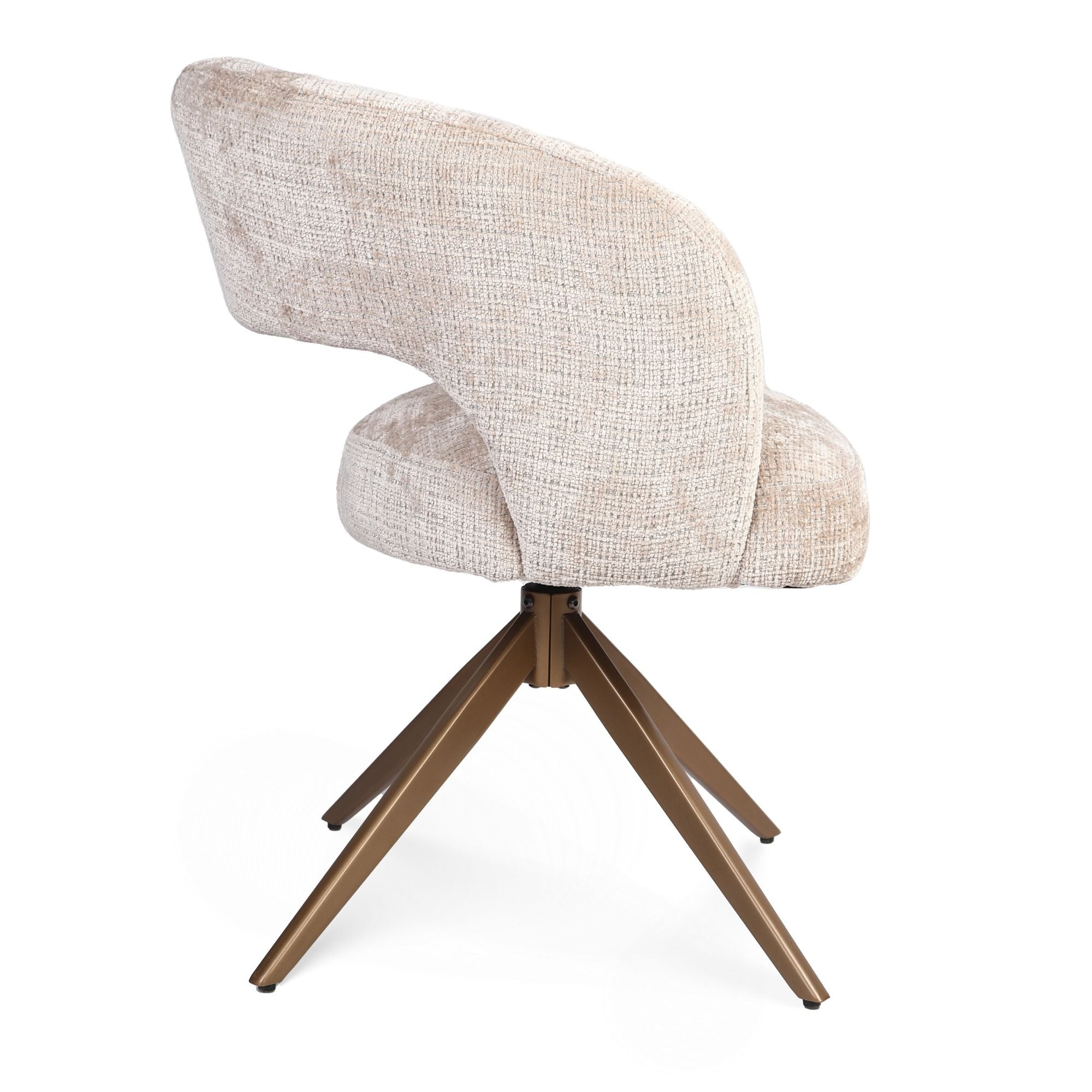 Eetkamerstoel Demi | Beige | Poot Bronze |  Met armleuning - Industrieelinhuis.nl