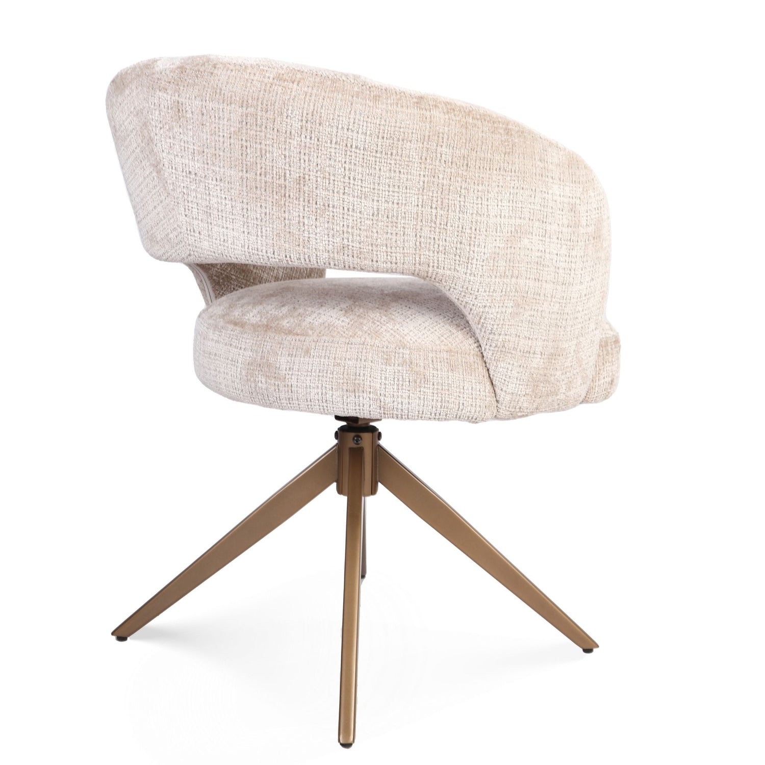 Eetkamerstoel Demi | Beige | Poot Bronze |  Met armleuning - Industrieelinhuis.nl