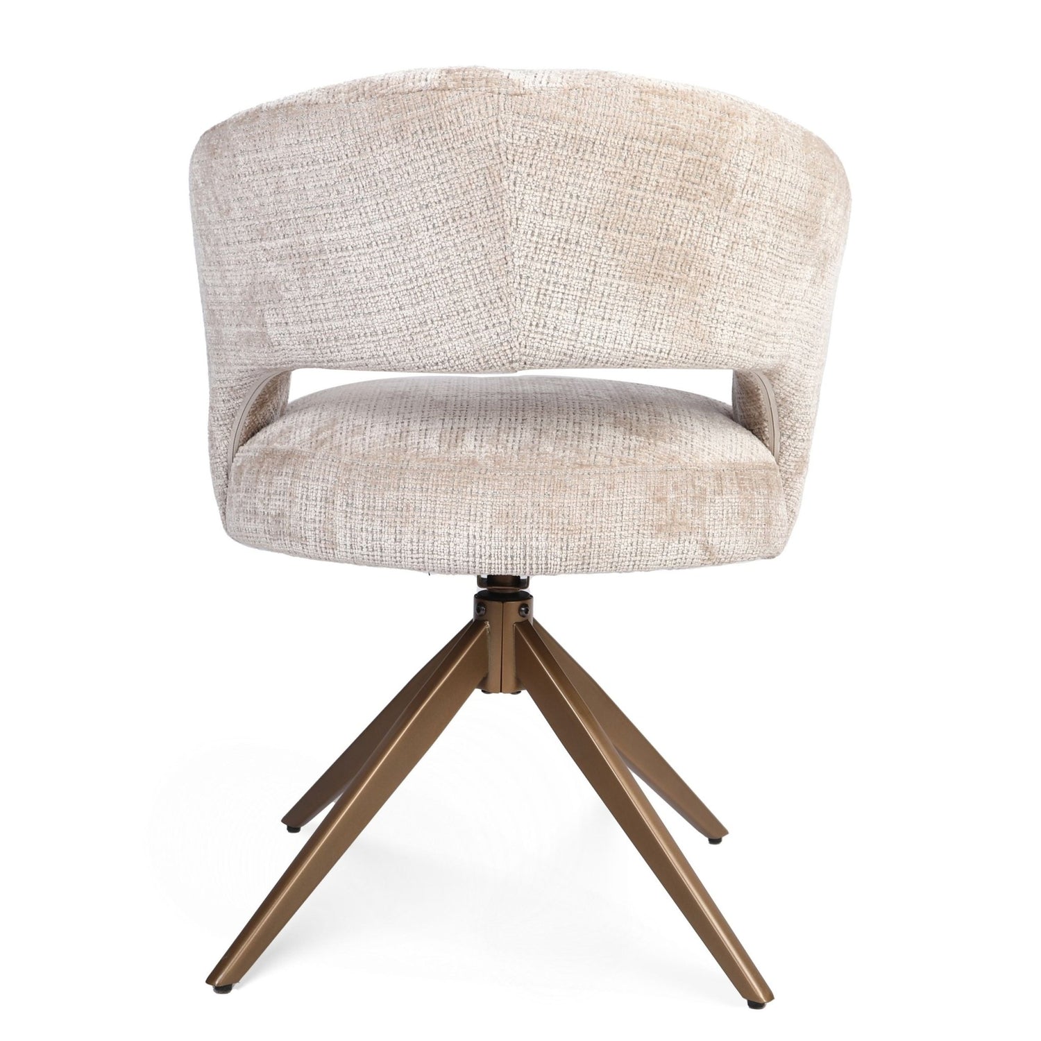Eetkamerstoel Demi | Beige | Poot Bronze |  Met armleuning - Industrieelinhuis.nl