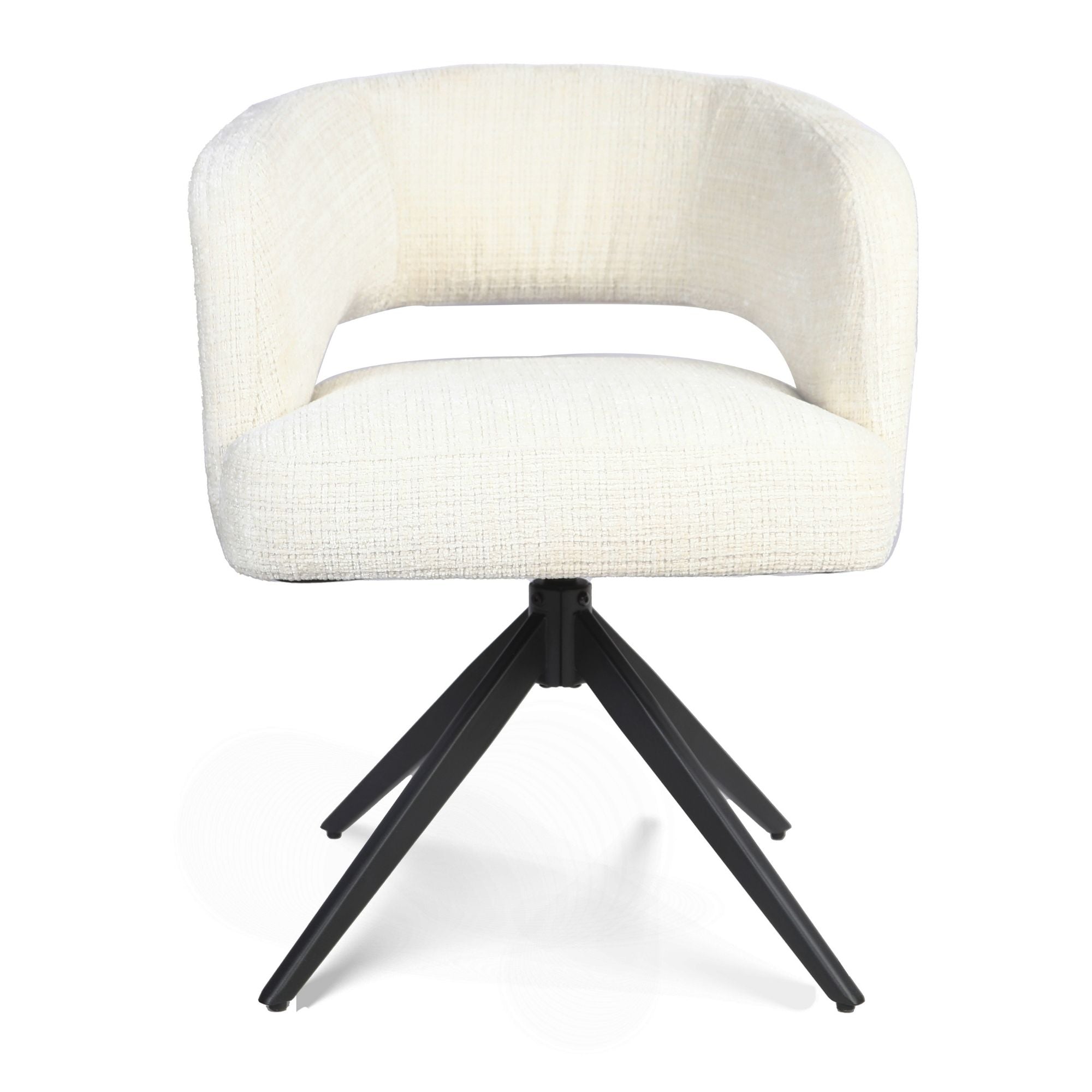 Eetkamerstoel Demi | Off White | Poot Black | Met armleuning - Industrieelinhuis.nl