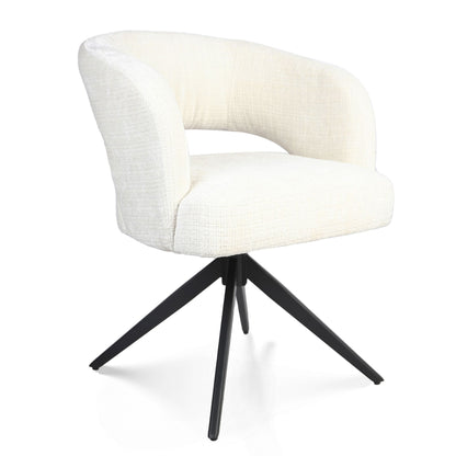 Eetkamerstoel Demi | Off White | Poot Black | Met armleuning - Industrieelinhuis.nl