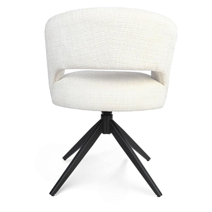 Eetkamerstoel Demi | Off White | Poot Black | Met armleuning - Industrieelinhuis.nl